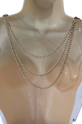 Gold Metal Body Chains Shoulder Front Back Wave Necklace